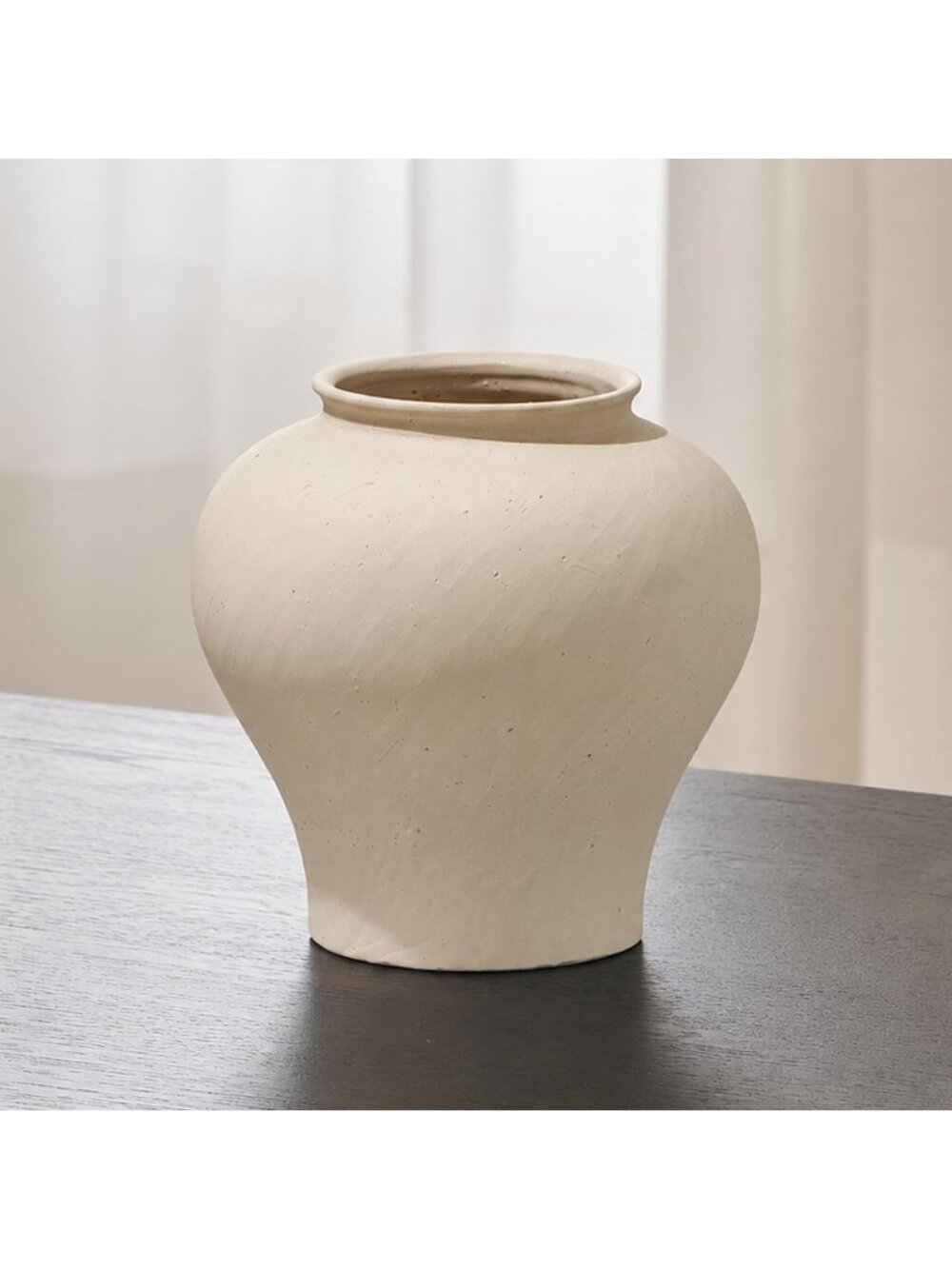 9.7" Tall Zen White Ceramic Rustic Vase Style Terra Cotta Pitcher Farmhouse Deco